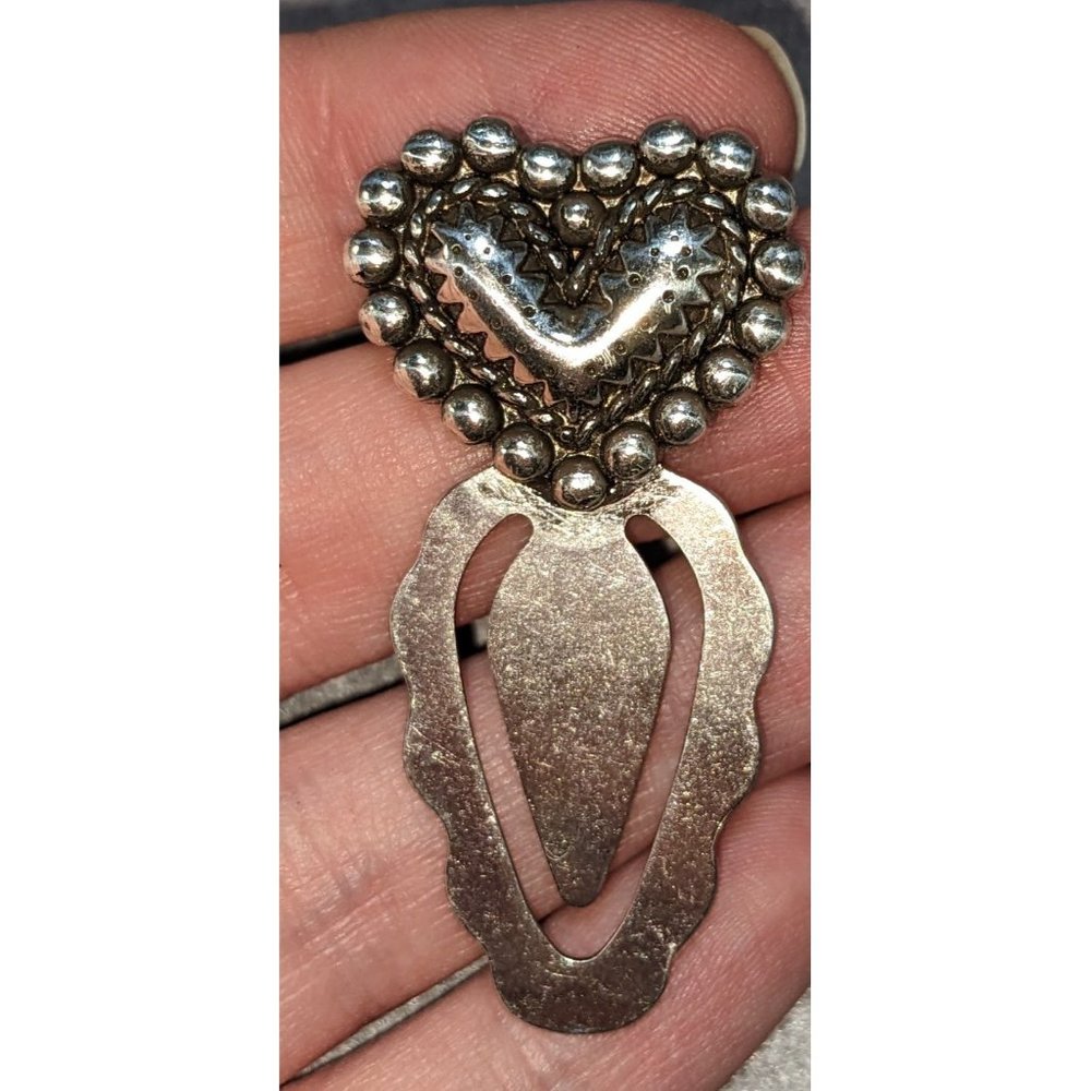 Rustic Silver Heart Bookmark - Picture 2 of 3